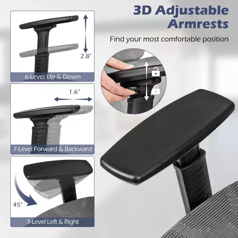 Costway Mesh Office Chair Executive Chair with 90-120 Tilting Backrest Lumbar Support