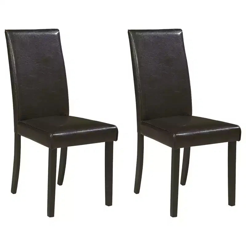 Signature Design by Ashley Kimonte Modern Faux Leather Upholstered Armless Dining Chair, Set of 2, Dark Brown