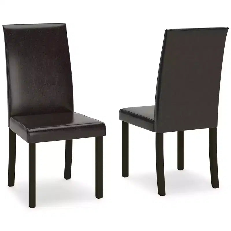 Signature Design by Ashley Kimonte Modern Faux Leather Upholstered Armless Dining Chair, Set of 2, Dark Brown