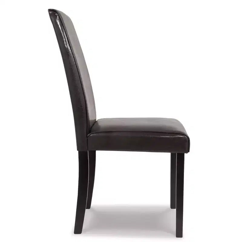 Signature Design by Ashley Kimonte Modern Faux Leather Upholstered Armless Dining Chair, Set of 2, Dark Brown