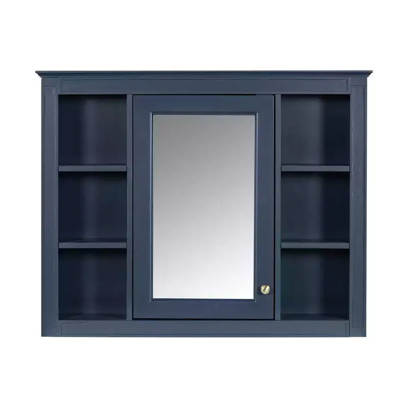 Bathroom Mirror Cabinet, Modern Bathroom Wall Cabinet Storage Organizer With Mirrors Door, 6 Open Shelves, Above Toilet Storage Cabinet