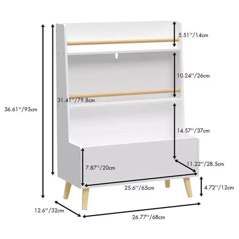 HOMLUX Kids Bookcase Toddler Book & Magazine Display Rack Toy Storage Organizer,White