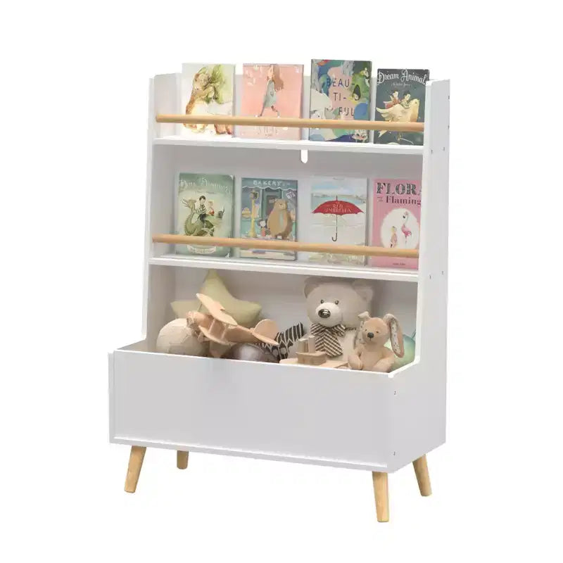 HOMLUX Kids Bookcase Toddler Book & Magazine Display Rack Toy Storage Organizer,White