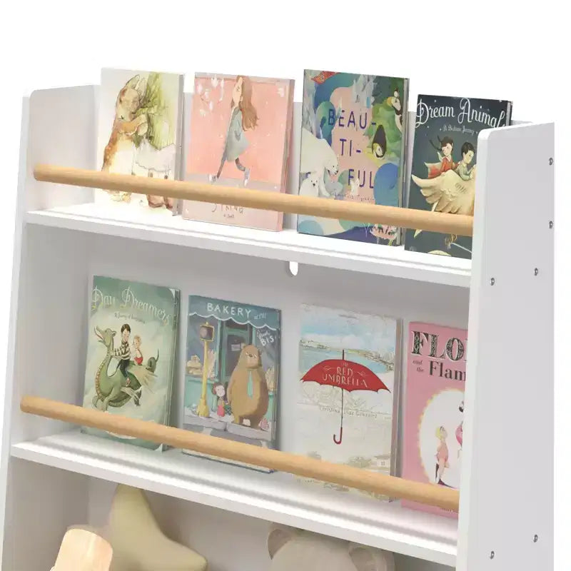 HOMLUX Kids Bookcase Toddler Book & Magazine Display Rack Toy Storage Organizer,White