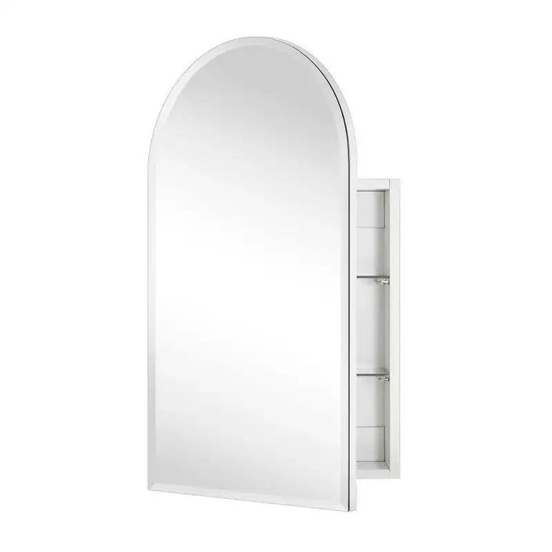 TEHOME Arched Recess and Surface Mount Frameless Medicine Cabinet with Mirror