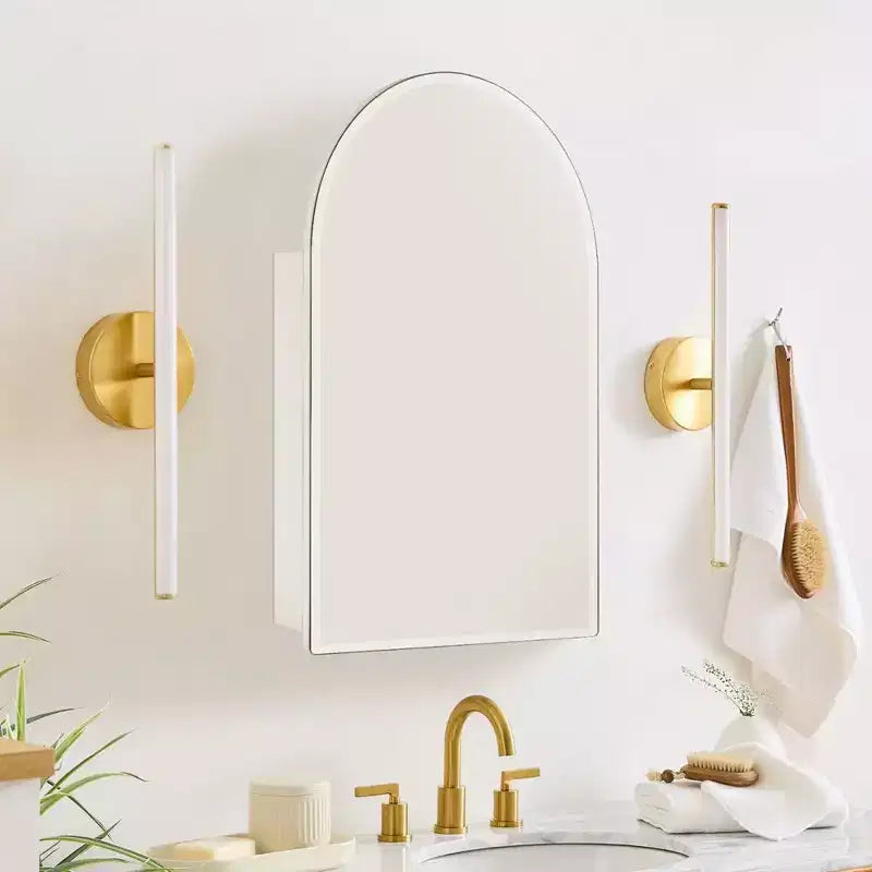 TEHOME Arched Recess and Surface Mount Frameless Medicine Cabinet with Mirror