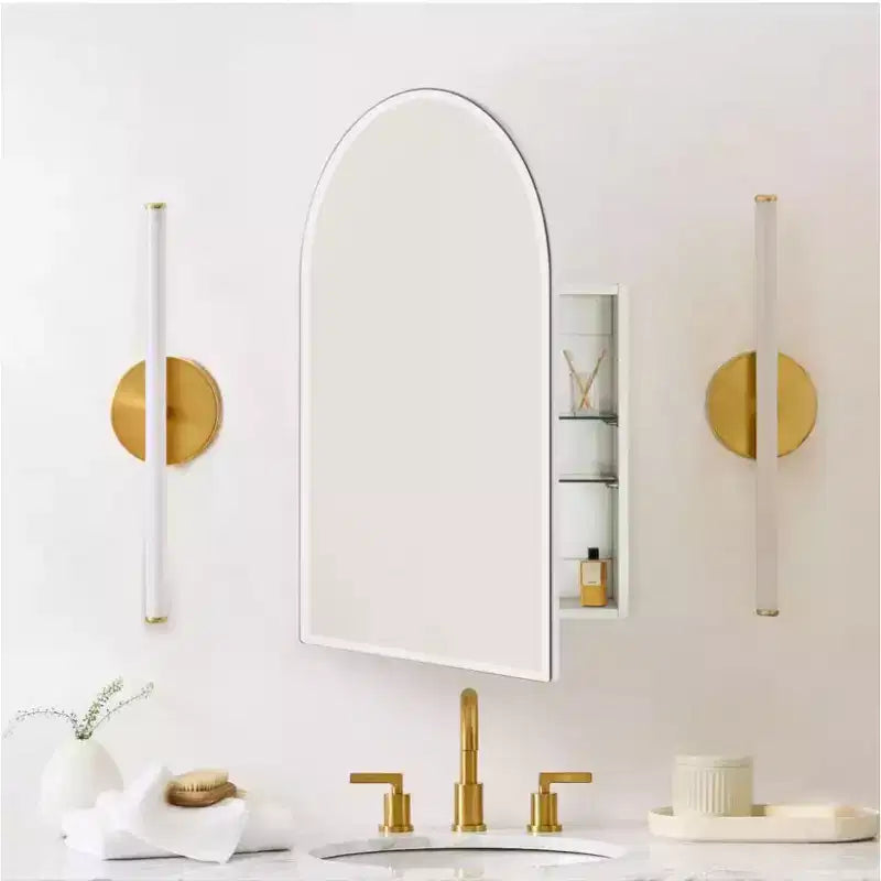 TEHOME Arched Recess and Surface Mount Frameless Medicine Cabinet with Mirror