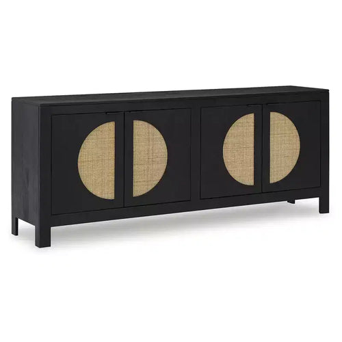 Signature Design by Ashley Cliffiings 4 Door Accent Storage Cabinet with 2 Shelves, Black