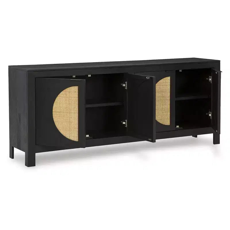 Signature Design by Ashley Cliffiings 4 Door Accent Storage Cabinet with 2 Shelves, Black