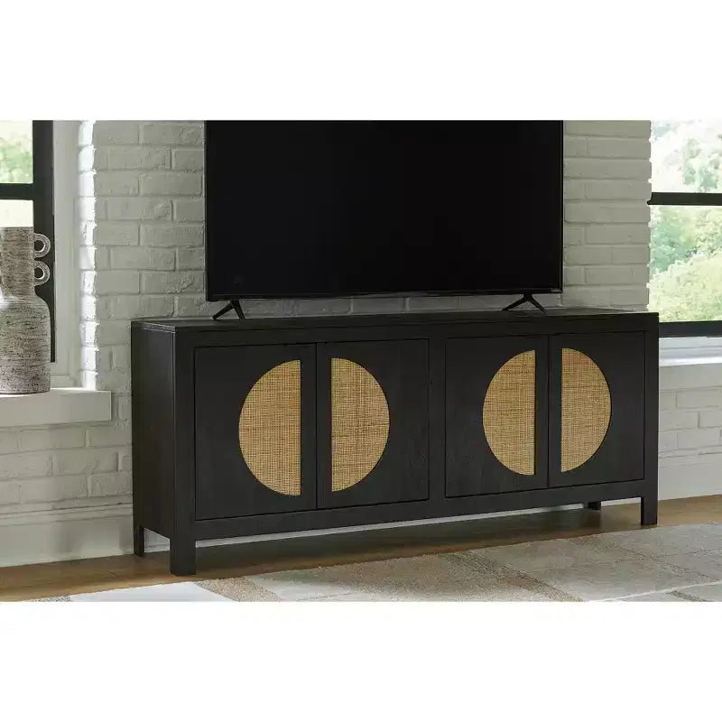 Signature Design by Ashley Cliffiings 4 Door Accent Storage Cabinet with 2 Shelves, Black