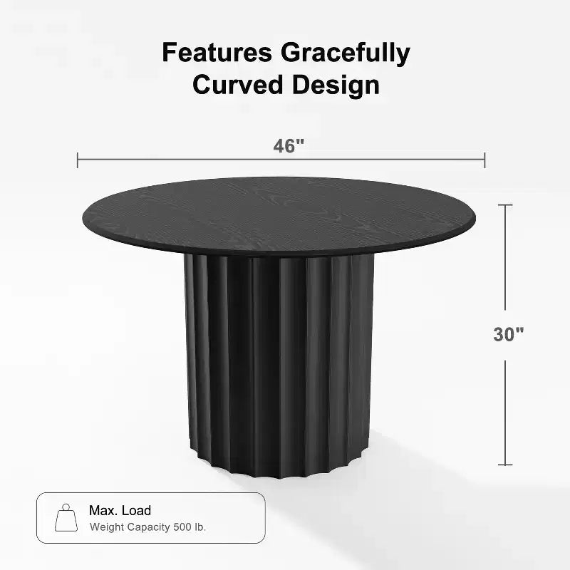 Dovelina Round Dining Table Mid-Century Dining Room Table with Designer Table Base