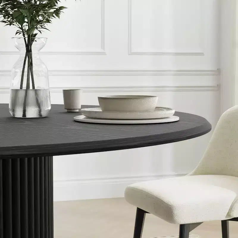 Dovelina Round Dining Table Mid-Century Dining Room Table with Designer Table Base