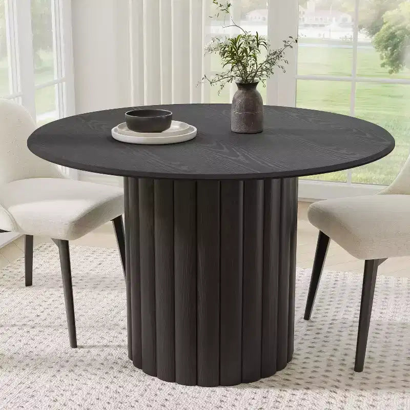 Dovelina Round Dining Table Mid-Century Dining Room Table with Designer Table Base