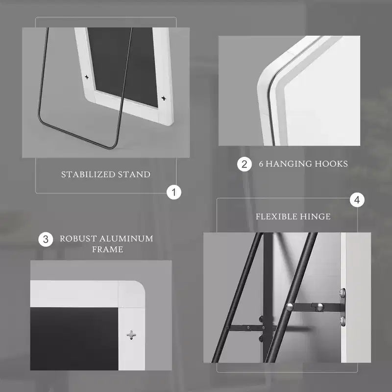 JIONJOY LED Light Rectangular Frameless Full Length Mirror with 3 Colors