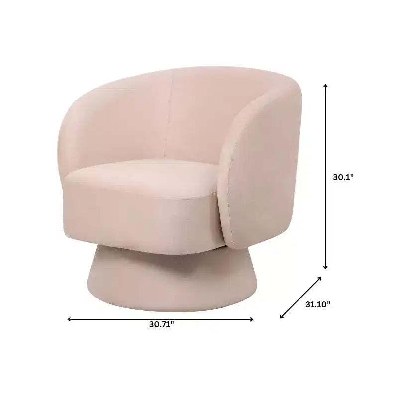 LeisureMod Raze Modern Boucl Swivel Barrel Chair - Textured Upholstered Accent Armchair with 360-Degree Solid Pine Wood Base