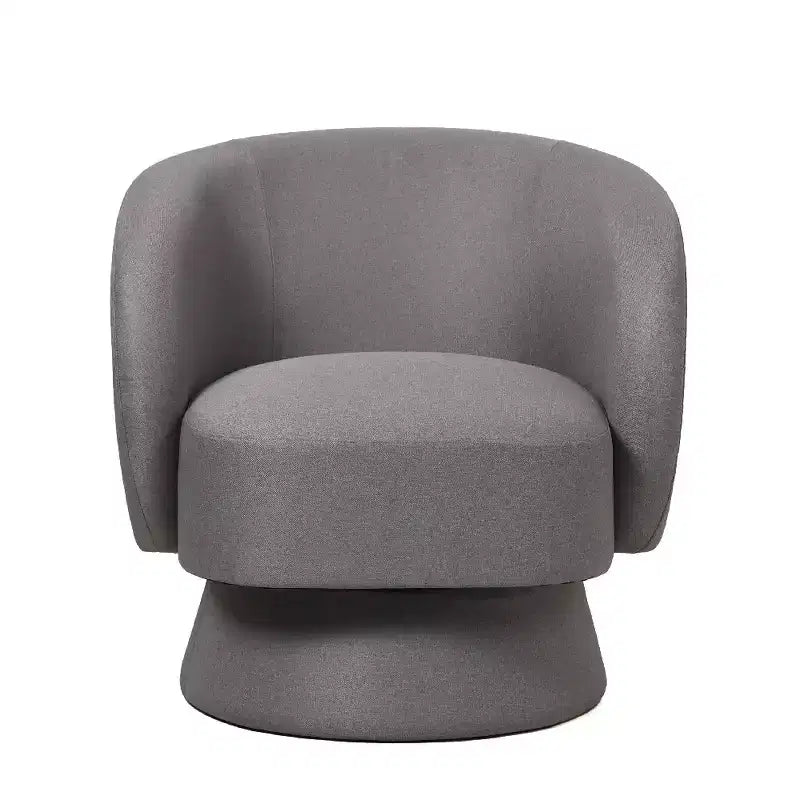 LeisureMod Raze Modern Boucl Swivel Barrel Chair - Textured Upholstered Accent Armchair with 360-Degree Solid Pine Wood Base