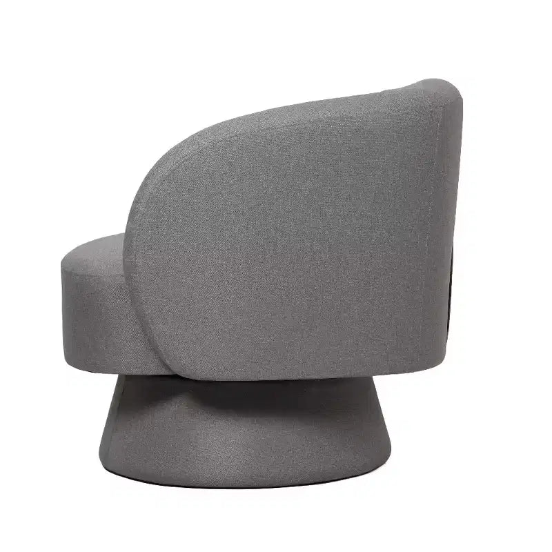 LeisureMod Raze Modern Boucl Swivel Barrel Chair - Textured Upholstered Accent Armchair with 360-Degree Solid Pine Wood Base