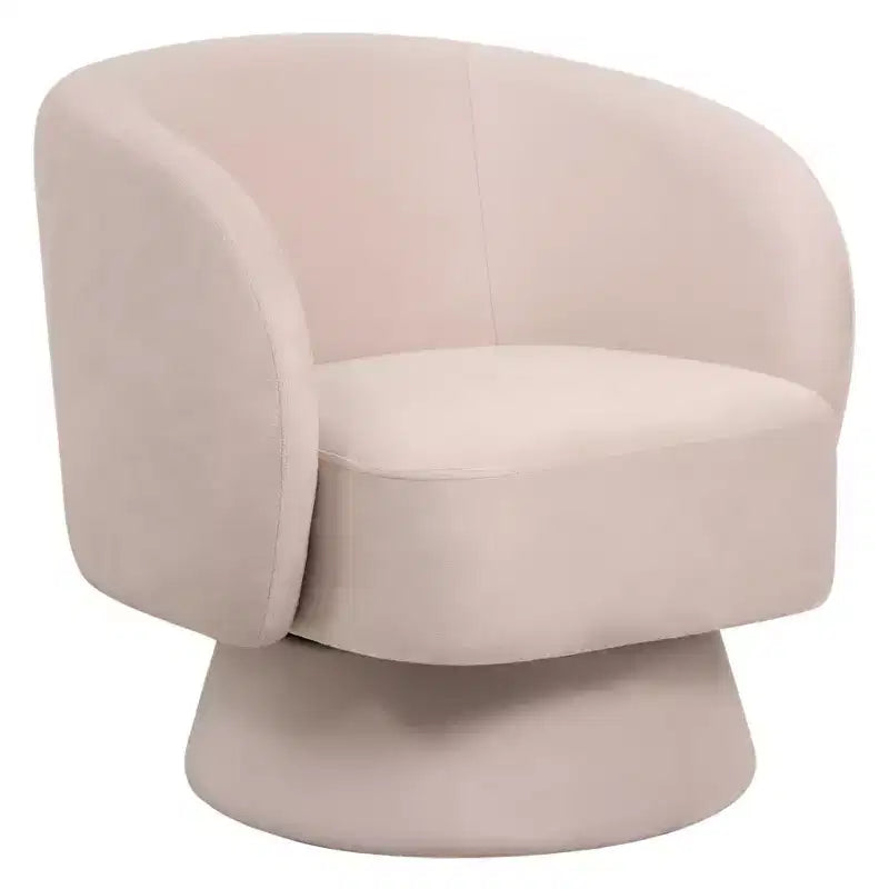 LeisureMod Raze Modern Boucl Swivel Barrel Chair - Textured Upholstered Accent Armchair with 360-Degree Solid Pine Wood Base
