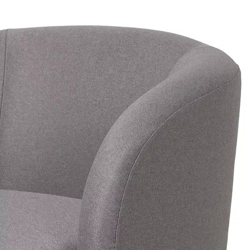 LeisureMod Raze Modern Boucl Swivel Barrel Chair - Textured Upholstered Accent Armchair with 360-Degree Solid Pine Wood Base