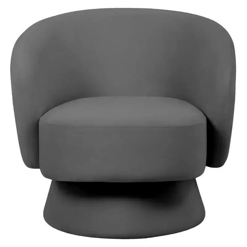 LeisureMod Raze Modern Boucl Swivel Barrel Chair - Textured Upholstered Accent Armchair with 360-Degree Solid Pine Wood Base