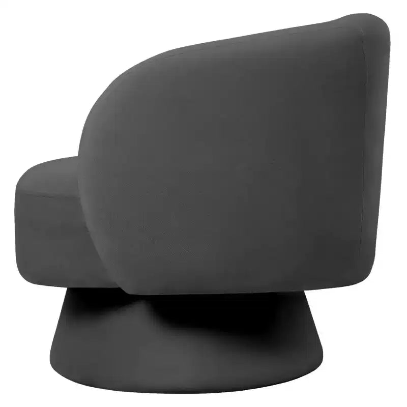 LeisureMod Raze Modern Boucl Swivel Barrel Chair - Textured Upholstered Accent Armchair with 360-Degree Solid Pine Wood Base