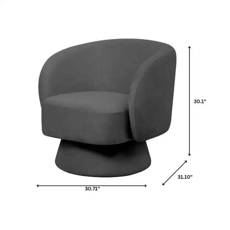 LeisureMod Raze Modern Boucl Swivel Barrel Chair - Textured Upholstered Accent Armchair with 360-Degree Solid Pine Wood Base