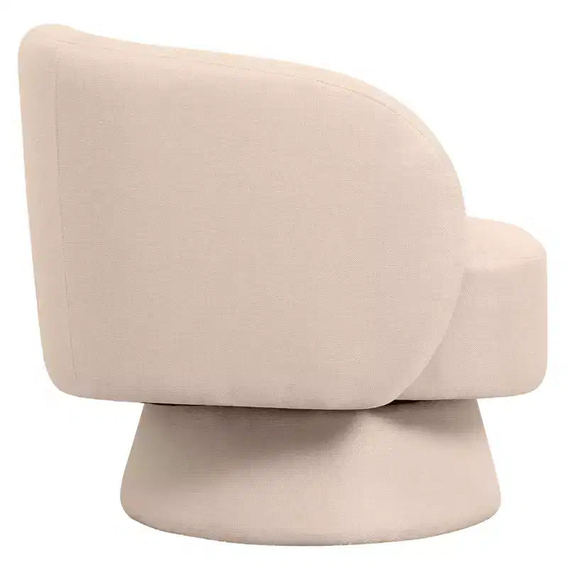 LeisureMod Raze Modern Boucl Swivel Barrel Chair - Textured Upholstered Accent Armchair with 360-Degree Solid Pine Wood Base