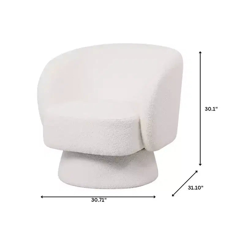 LeisureMod Raze Modern Boucl Swivel Barrel Chair - Textured Upholstered Accent Armchair with 360-Degree Solid Pine Wood Base