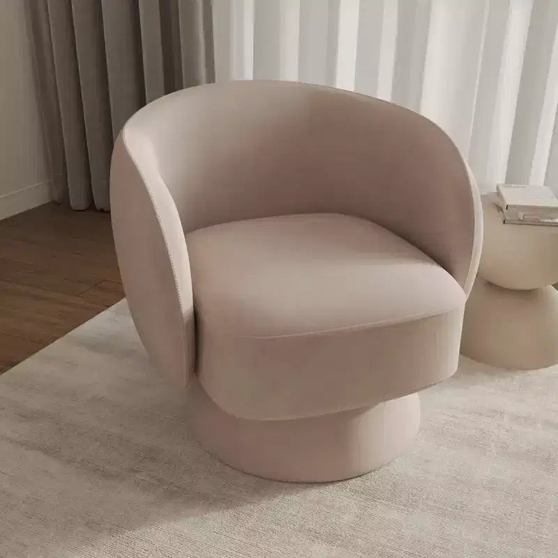 LeisureMod Raze Modern Boucl Swivel Barrel Chair - Textured Upholstered Accent Armchair with 360-Degree Solid Pine Wood Base
