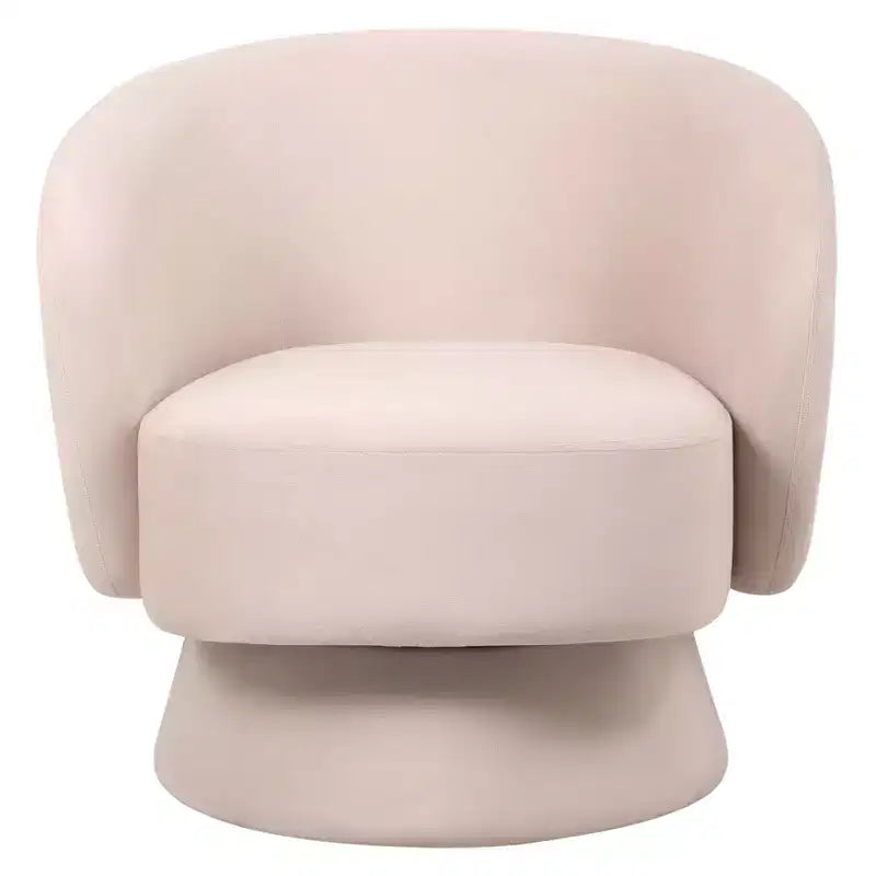 LeisureMod Raze Modern Boucl Swivel Barrel Chair - Textured Upholstered Accent Armchair with 360-Degree Solid Pine Wood Base