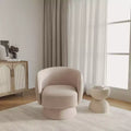 LeisureMod Raze Modern Boucl Swivel Barrel Chair - Textured Upholstered Accent Armchair with 360-Degree Solid Pine Wood Base