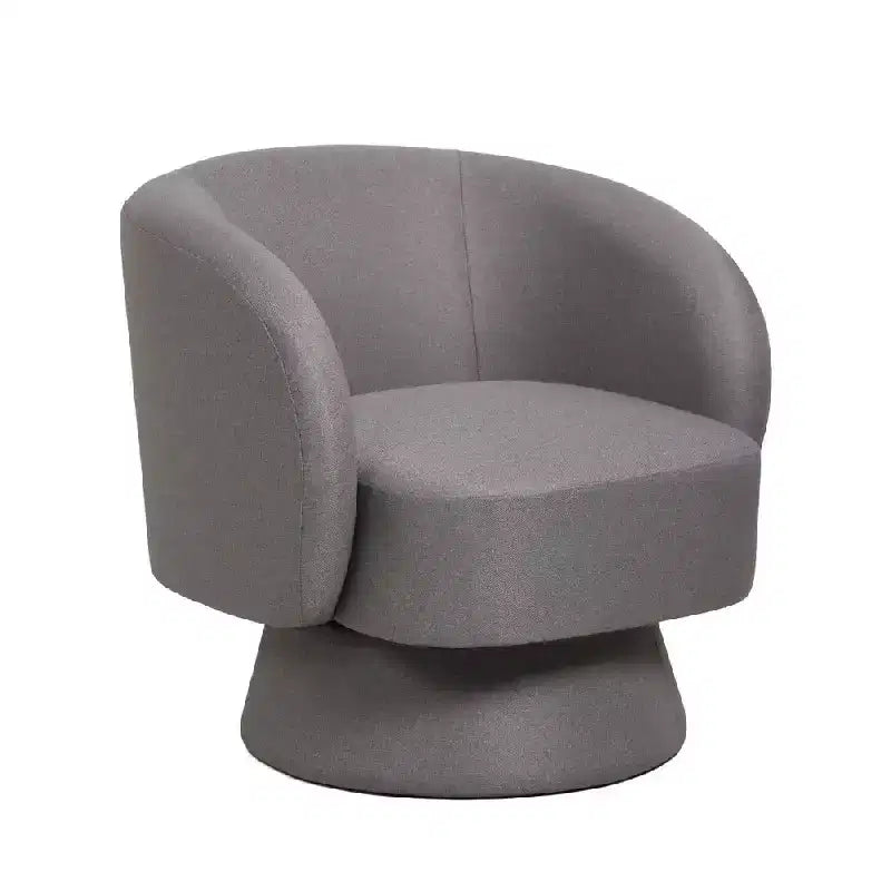 LeisureMod Raze Modern Boucl Swivel Barrel Chair - Textured Upholstered Accent Armchair with 360-Degree Solid Pine Wood Base