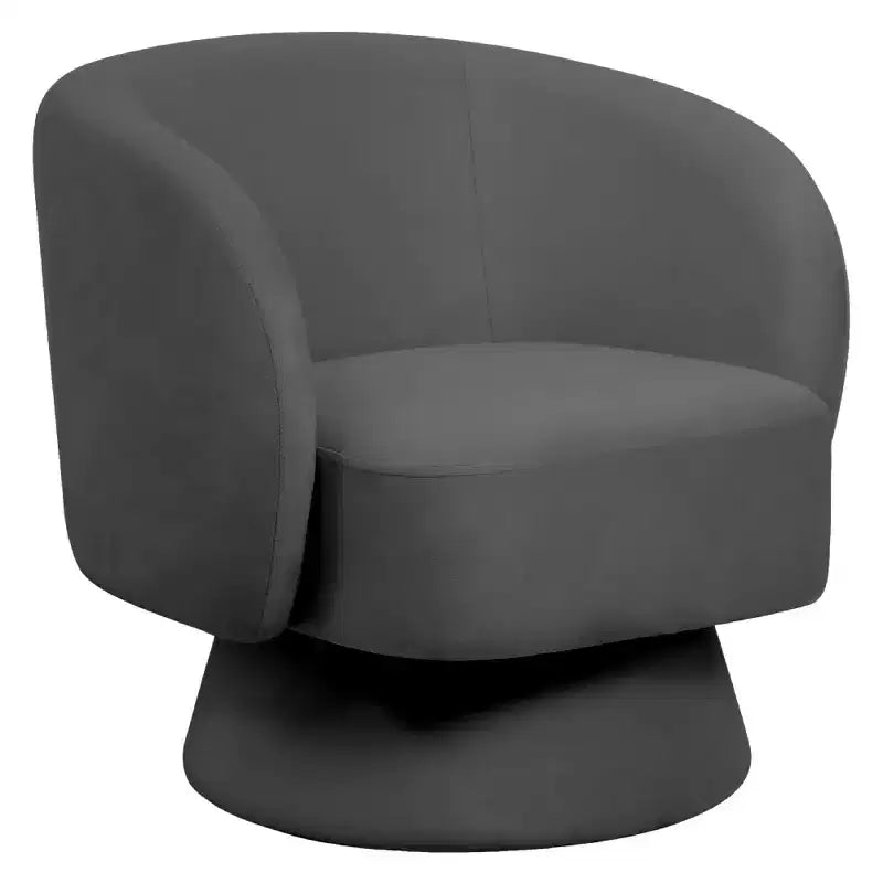 LeisureMod Raze Modern Boucl Swivel Barrel Chair - Textured Upholstered Accent Armchair with 360-Degree Solid Pine Wood Base