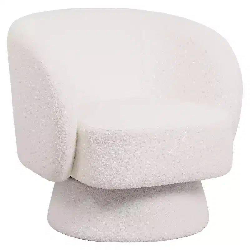 LeisureMod Raze Modern Boucl Swivel Barrel Chair - Textured Upholstered Accent Armchair with 360-Degree Solid Pine Wood Base