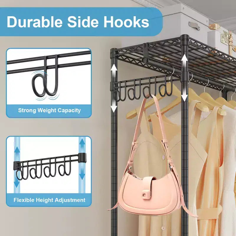 VIPEK R3LC Clothes Rack with Cover, Heavy Duty Garment Rack with Dimmable LED Lights, Metal Clothing Rack with Wheels, Closet with Cover