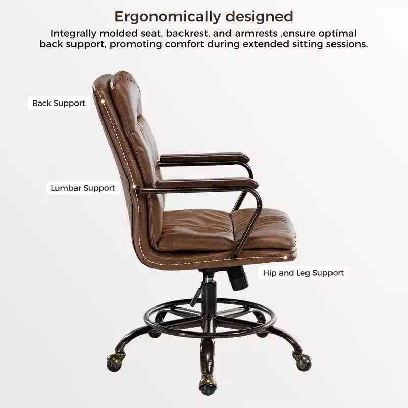 EUREKA ERGONOMIC Regal, PU Leather Office Chair,21.85 D x 24.41 W x 36.61-39.96 H