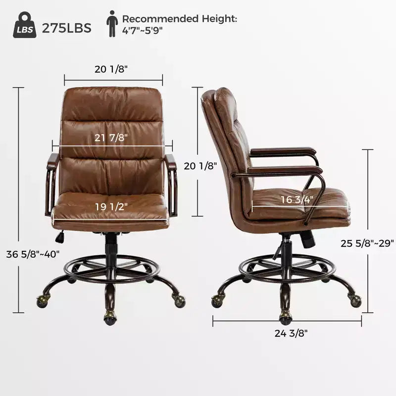 EUREKA ERGONOMIC Regal, PU Leather Office Chair,21.85 D x 24.41 W x 36.61-39.96 H