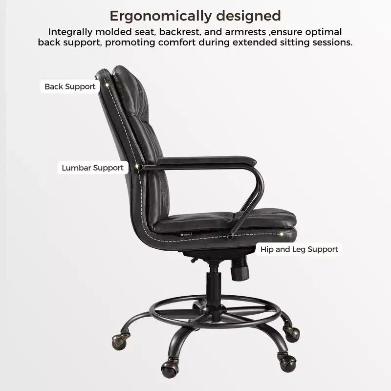 EUREKA ERGONOMIC Regal, PU Leather Office Chair,21.85 D x 24.41 W x 36.61-39.96 H