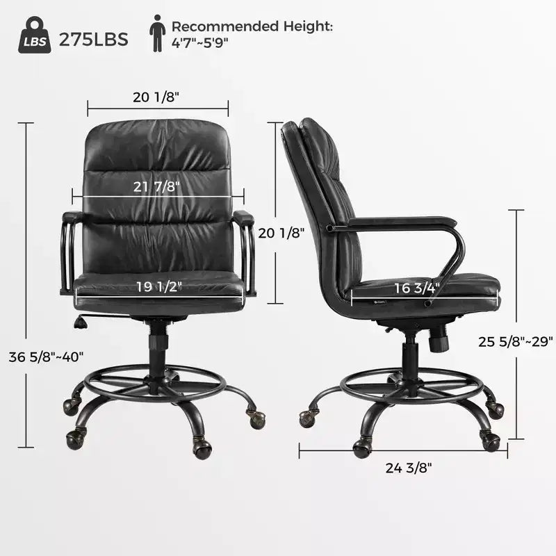 EUREKA ERGONOMIC Regal, PU Leather Office Chair,21.85 D x 24.41 W x 36.61-39.96 H