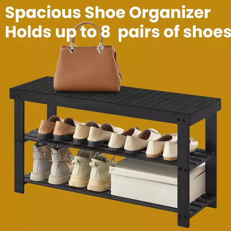 Shoe Rack Bench, 3-Tier Bamboo Shoe Storage Organizer, Entryway Bench, Holds Up to 286 lb, 11.3 x 35.4 x 17.8 Inches, for Entryway Bathroom Bedroom