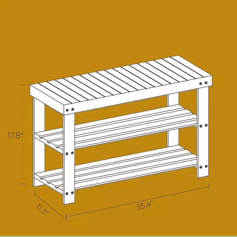 Shoe Rack Bench, 3-Tier Bamboo Shoe Storage Organizer, Entryway Bench, Holds Up to 286 lb, 11.3 x 35.4 x 17.8 Inches, for Entryway Bathroom Bedroom
