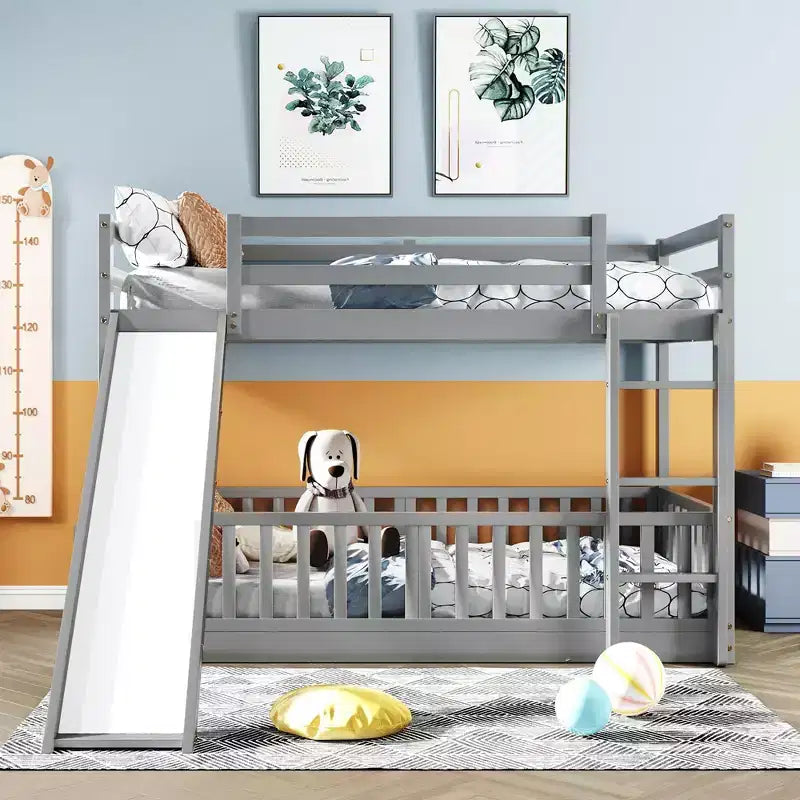 Twin Over Twin Bunk Bed with Slide and Ladder - ModernLuxe