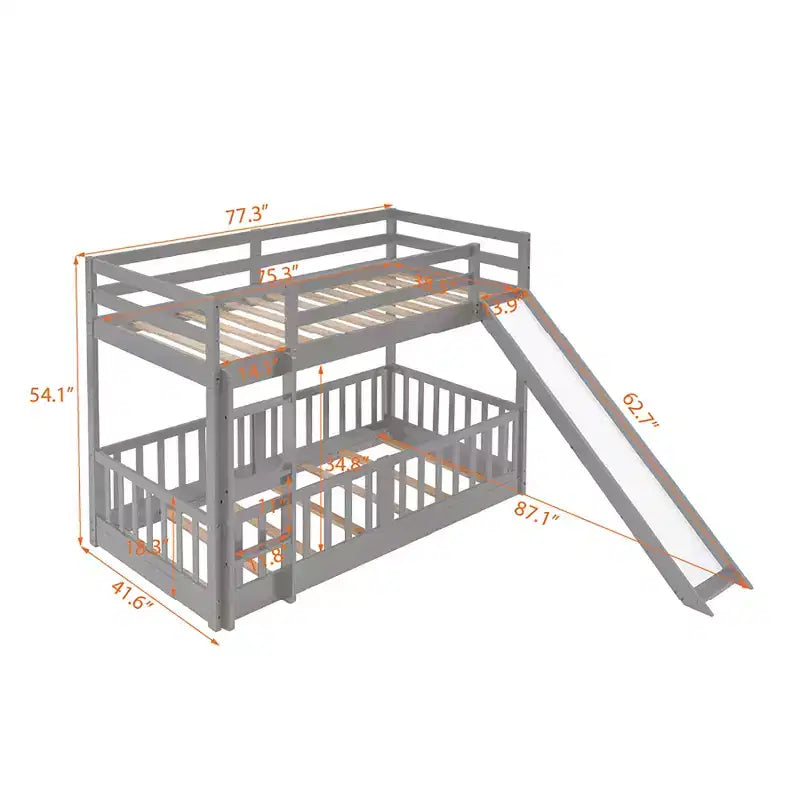 Twin Over Twin Bunk Bed with Slide and Ladder - ModernLuxe
