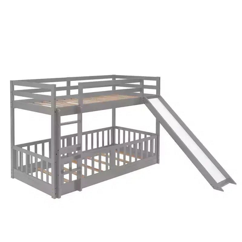 Twin Over Twin Bunk Bed with Slide and Ladder - ModernLuxe