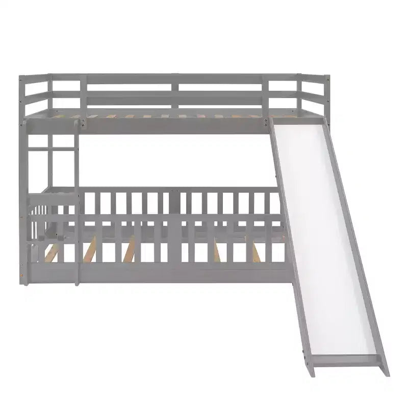 Twin Over Twin Bunk Bed with Slide and Ladder - ModernLuxe