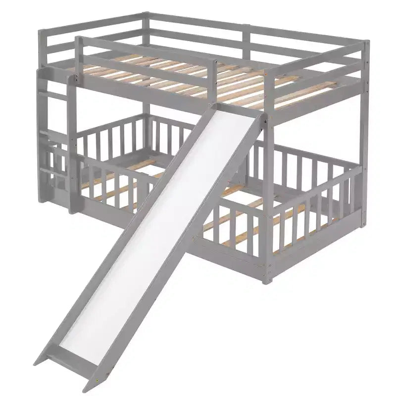 Twin Over Twin Bunk Bed with Slide and Ladder - ModernLuxe