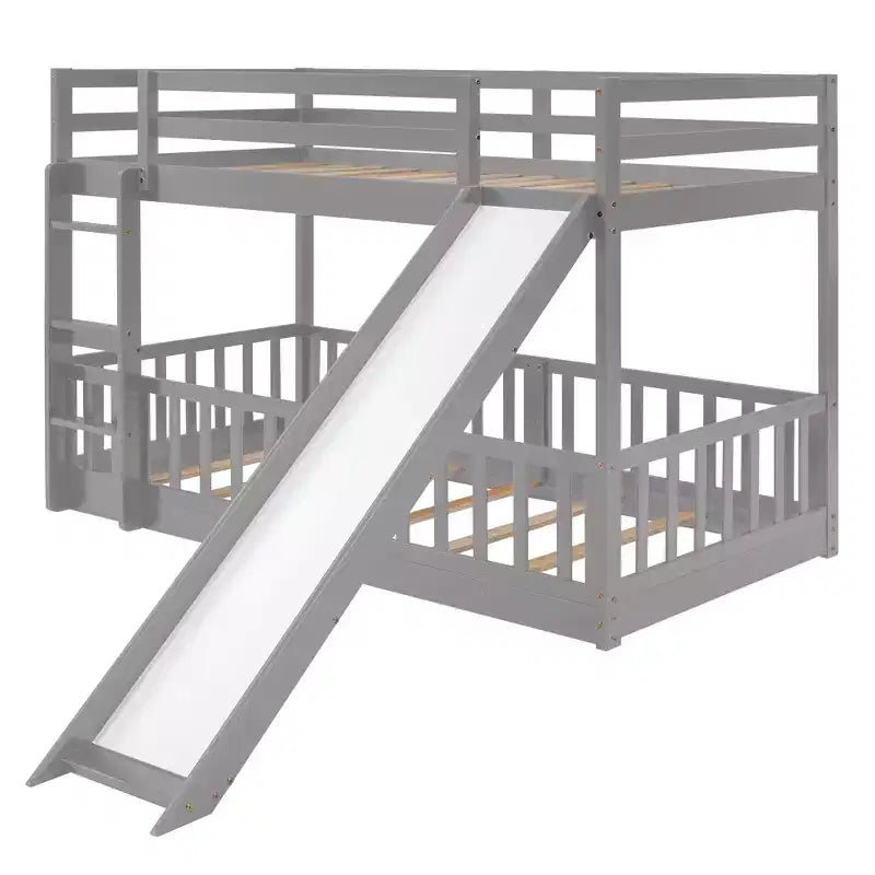 Twin Over Twin Bunk Bed with Slide and Ladder - ModernLuxe