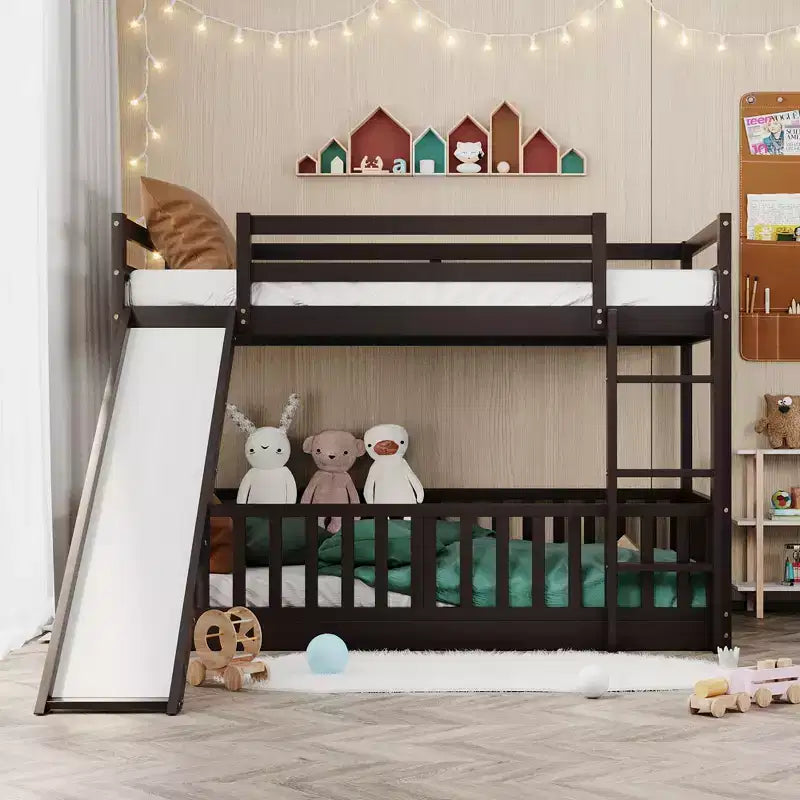 Twin Over Twin Bunk Bed with Slide and Ladder - ModernLuxe