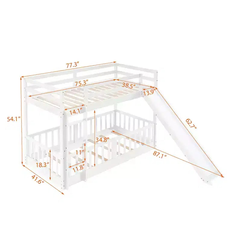 Twin Over Twin Bunk Bed with Slide and Ladder - ModernLuxe