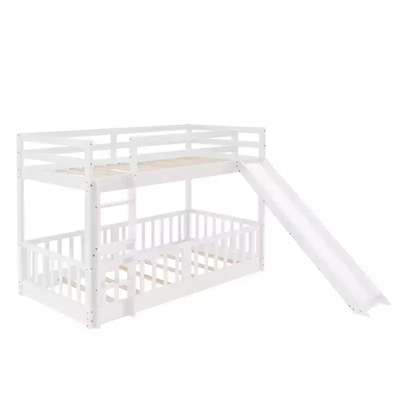Twin Over Twin Bunk Bed with Slide and Ladder - ModernLuxe